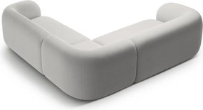 Colțar gri deschis cu tapițerie din catifea Kate – Micadoni