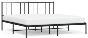 352487 vidaXL Cadru de pat metalic cu tăblie, negru, 200x200 cm