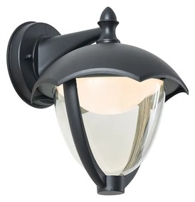 Lampă de perete inteligentă de exterior neagră cu sticlă transparentă, incluzând LED IP54 - Classica
