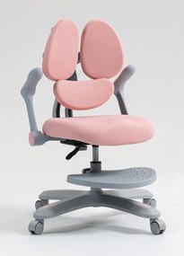 RIKKY Scaun ergonomic pentru copii, spatar si suport lombar reglabile, huse detasabile, suport picioare reglabil, rotativ, Roz