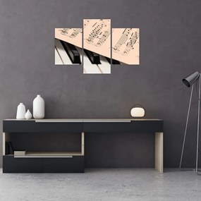 Tablou cu pian și notele muzicale (90x60 cm)