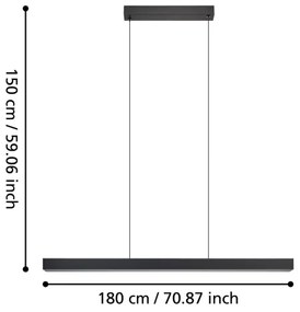 Lustră LED dimabilă pe cablu Eglo 390368 MONTEBUONO LED/20W/230V 3000K negru