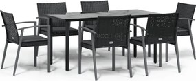 vidaXL Set mobilier de grădină cu perne, 7 piese, poliratan și oțel