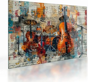 Tablou pe sticlă - Instrumente muzicale (70x50 cm)