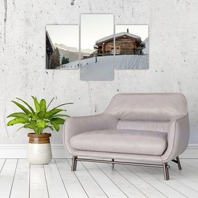 Tablou - cabana montană în zăpadă (90x60 cm)