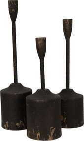 Set 3 suporturi de lumanari, negre, din metal, H35/30/25 cm