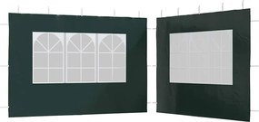 vidaXL Perete lateral cort petrecere, 2 buc, verde, PE, cu fereastră