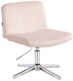 HR150CROSS Scaun Roz Pudra din Catifea cu Bază Cromata