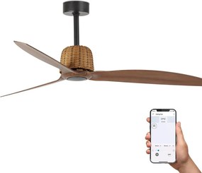 Ventilator aplicat tavan smart sistem TUYA si telecomanda WEAVER M Black/walnut