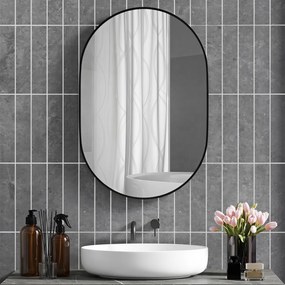 HOMCOM Oglindă pentru Baie cu Ramă din Aluminiu, 40x70 cm, Negru | Aosom Romania