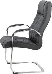 Scaun vizitator negru OFF 8115 din piele ecologică și cadru cromat tip sanie
