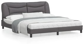 3213951 vidaXL Cadru de pat cu lumini LED, gri, 180x200 cm, piele ecologică
