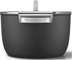 Oala cu capac SMEG CKFC2611BLM, 7,7 l, Ø26 cm, Acoperire cu teflon, Pana la 250°C, Inductie, Negru