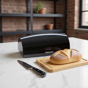 Cutie pentru pâine din metal, 45×28.5×17 cm, neagră, Klausberg KB-7931