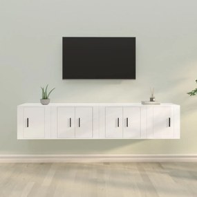 vidaXL Set dulap TV, 4 piese, alb extralucios, lemn prelucrat