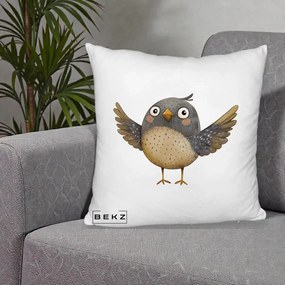 Perna Decorativa Pasare cu Aripi Intinse, 40x40 cm, Alb Pufos, Husa Detasabila, Perna Inclusa, BEKZ®