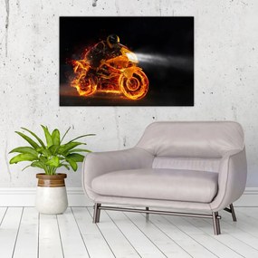 Tablou - Motociclist cu flăcări (90x60 cm)