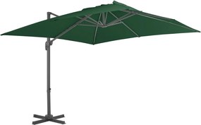 vidaXL Umbrelă în consolă cu stâlp din aluminiu, verde, 400x300 cm