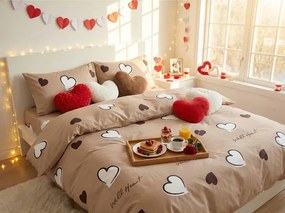 Lenjerie de pat din bumbac WELL HEART maro Dimensiune lenjerie de pat: 70 x 90 cm | 140 x 200 cm