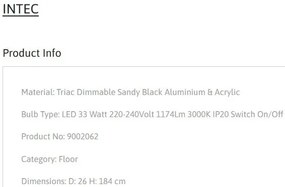 Lampa de podea LED design modern INTEC, negru