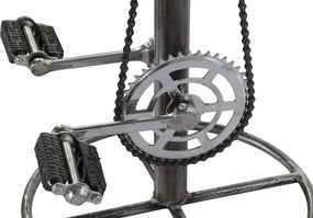 Scaun de bar vintage din metal și piele naturală maro, cu pedale, „Pedals"