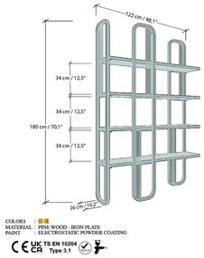 Etajeră aurie cu aspect de lemn de pin 125x180 cm Sierra – Kalune Design