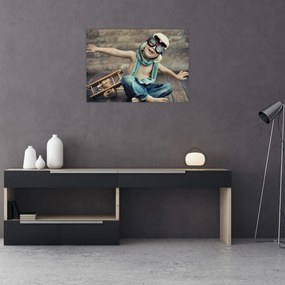 Tablou pe sticlă - Tânăr aviator (70x50 cm)