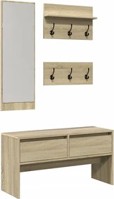 vidaXL Set mobilier pentru hol, 4 piese, stejar sonoma, lemn prelucrat