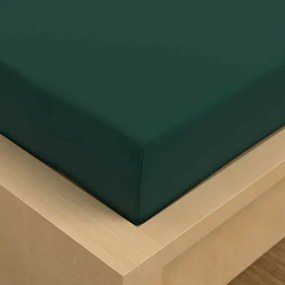 Kvalitex Satin foaie cu elastic verde închis, 140 x 200 cm