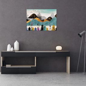 Tablou pe sticlă fgrafic cu cebi (70x50 cm)