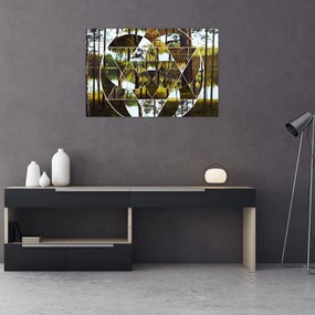 Tablou - Colaj geometric pe fundalul pădurilor nordice (90x60 cm)