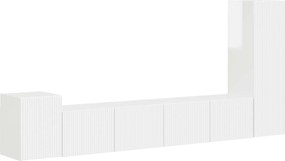 vidaXL Set comodă TV Pe perete 3 pcs Alb lucios Lemn compozit