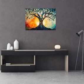 Tablou pe sticlă – Mozaic – soare și arbore I. (70x50 cm)