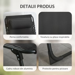 Outsunny Portable Sun Lounger, Folding Chaise Recliner, 5-Position Adjustable Cot, Black | Aosom Romania