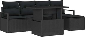 vidaXL Set de canapele pentru grădină cu pernă 6 pcs Negru poliratan