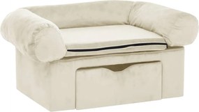 vidaXL Canapea pentru câini, cu sertar, crem, 75x50x38 cm, pluș
