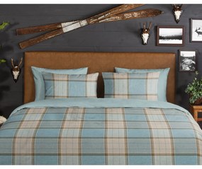 Lenjerie de pat albastră din flanelă pentru pat de o persoană/extinsă 140x220 cm Jacco – Good Morning