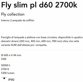 Plafoniera LED moderna Fly slim pl d60 2700k