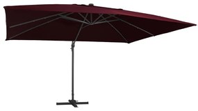 Umbrela suspendata cu LED-uri, rosu bordo, 400x300 cm Rosu, 400 x 300 cm
