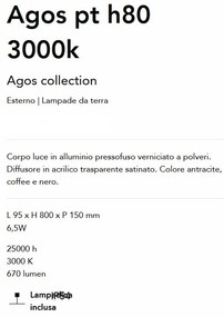 Stalp LED iluminat exterior modern Agos pt h80 3000k negru