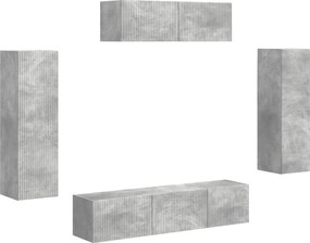 vidaXL Cabinet TV 5 pcs Gri din beton