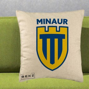 Perna Personalizata Minaur Baia Mare Fotbal, 40x40 cm, Bej, Husa Detasabila, Perna Inclusa, BEKZ®