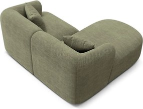 Colțar verde cu tapițerie din catifea reiată (cu colț pe partea stângă/cu șezlong) Campi – Cosmopolitan Design