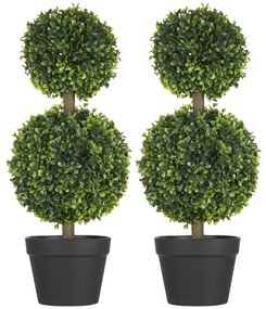 HOMCOM Arbore artificial decorative buxus taiat sferic in ghiveci, plante artificiale pentru decor de interior si exterior, 60 cm | AOSOM RO