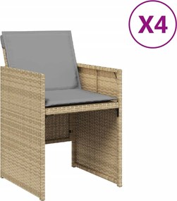 vidaXL Fotolii de grădină cu perne, 4 buc., bej combinat, poliratan
