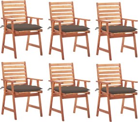 vidaXL Scaune de exterior cu perne, 6 buc., lemn masiv de acacia