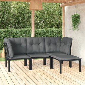 3187747 vidaXL Set mobilier de grădină, 4 piese, negru și gri, poliratan