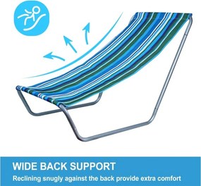 Sezlong pliabil de plaja SAND, albastru-alb