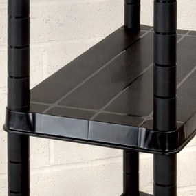 Raft de depozitare cu 4 polite, negru, 61x30,5x130 cm, plastic 61 x 30.5 x 130 cm, 1