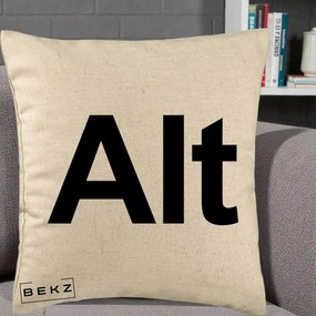 Perna Personalizata Tasta Alt Tipografie Bold, 40x40 cm, Bej, Husa Detasabila, Perna Inclusa, BEKZ®